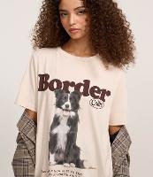 Camiseta Alongada em Algodão com Estampa Border Collie - 1