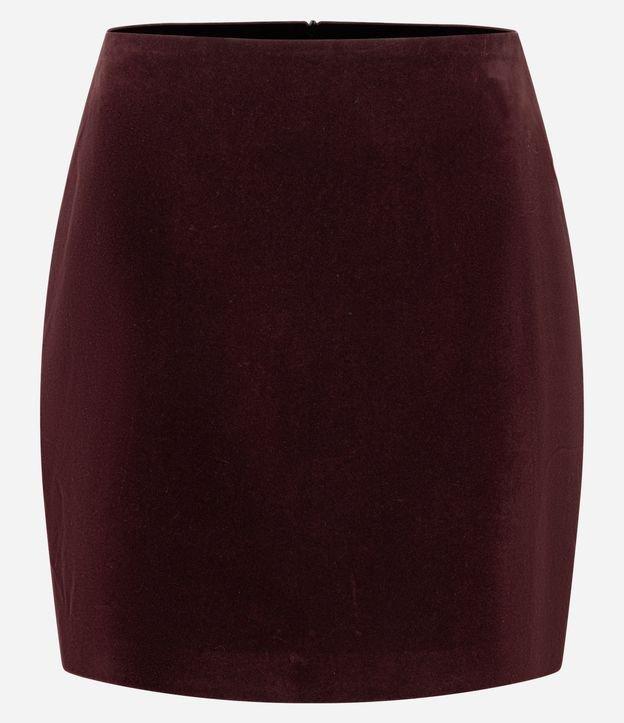Saia Reta Curta em Veludo Sem Cós e com Pences - 1