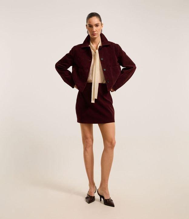 Saia Reta Curta em Veludo Sem Cós e com Pences - 2