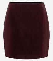 Saia Reta Curta em Veludo Sem Cós e com Pences - 1