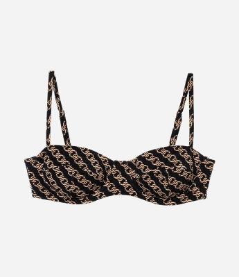 Biquíni Top Meia Taça em Microfibra com Estampa de Correntes