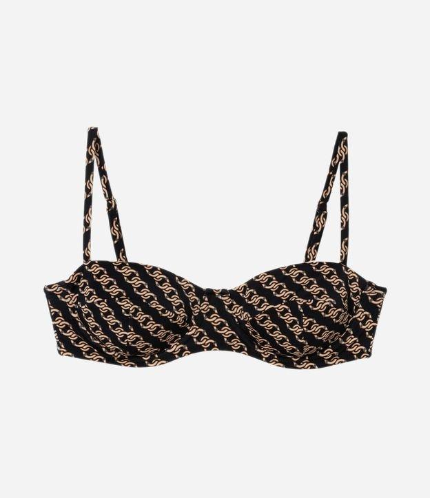Biquíni Top Meia Taça em Microfibra com Estampa de Correntes - 1