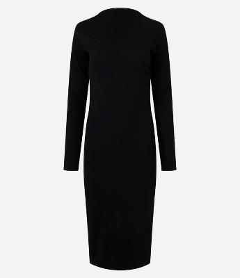 Vestido Reto Longo em Moletom com Fenda na Barra