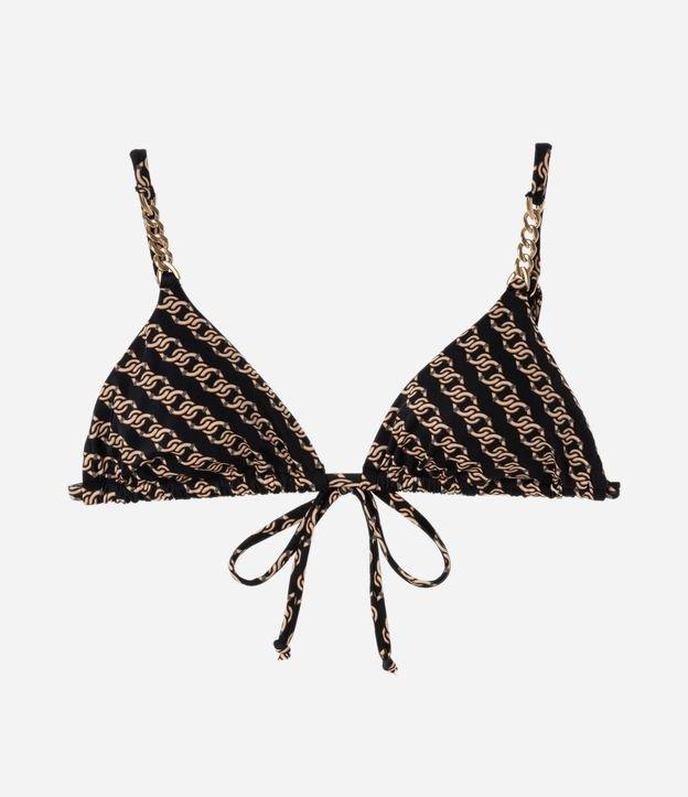 Biquíni Top Cortininha em Microfibra com Estampa de Correntes e Aviamentos - 1