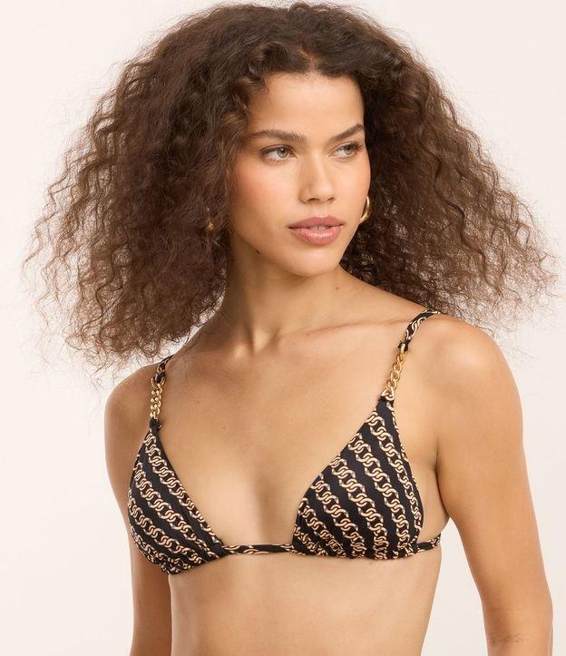 Biquíni Top Cortininha em Microfibra com Estampa de Correntes e Aviamentos - 2