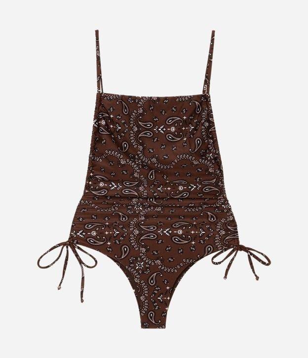 Maiô em Microfibra com Estampa Paisley e Decote Reto - 1