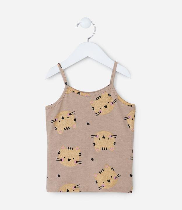 Regata Infantil em Cotton com Estampa Tigrinho - Tam 1 a 6 Anos - 1