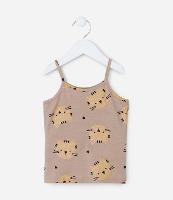 Regata Infantil em Cotton com Estampa Tigrinho - Tam 1 a 6 Anos - 1