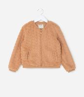 Jaqueta Bomber Infantil em Fleece com Textura de Corações - Tam 1 a 5 Anos - 1