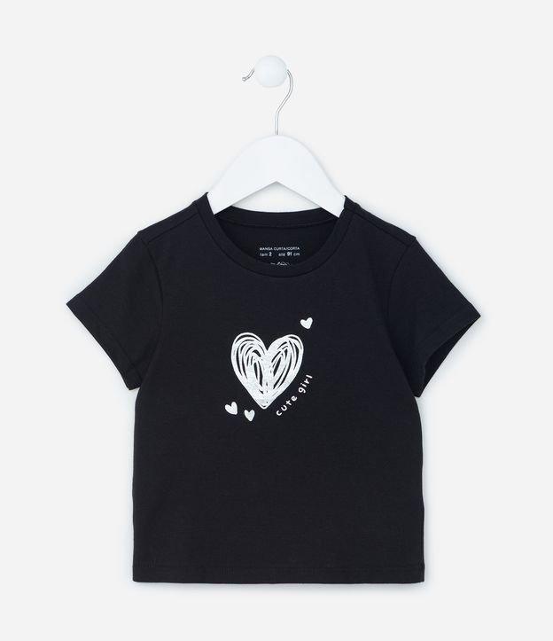 Blusa Infantil com Estampa de Coração em Foil - Tam 1 a 6 Anos - 1