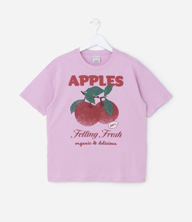 Camiseta Oversized Infantil com Estampa Maçãs - Tam 7 a 14 Anos - 1