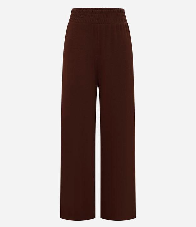 Calça Evasê Cintura Média em Ribana com Textura Canelada - 1