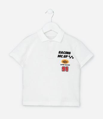 Camisa Infantil Polo com Estampa de Carro Racing - Tam 1 a 5/6 Anos