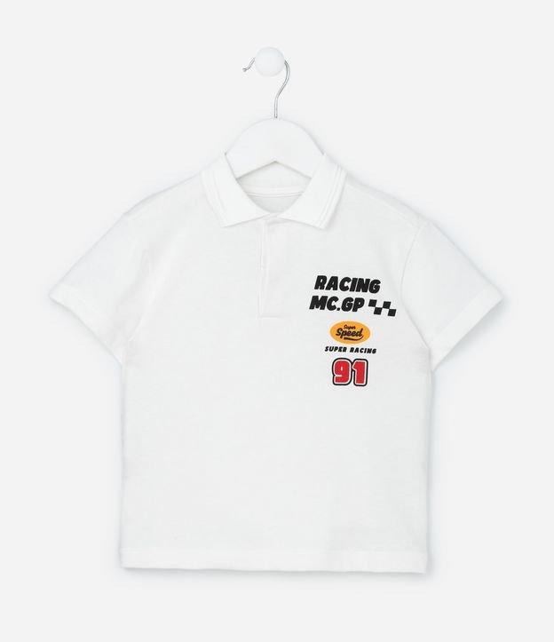Camisa Infantil Polo com Estampa de Carro Racing - Tam 1 a 5/6 Anos - 1