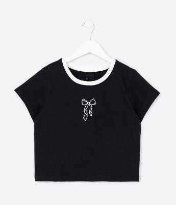 Camiseta Infantil com Estampa Lacinho - Tam 5 a 14 Anos
