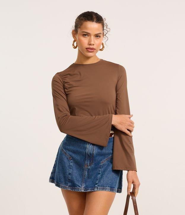 Blusa em Microfibra com Manga Godê e Franzido - 2