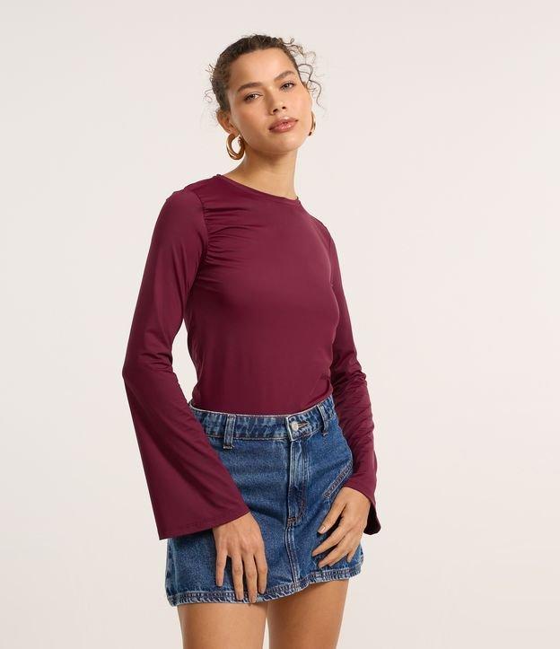 Blusa em Microfibra com Manga Godê e Franzido - 2