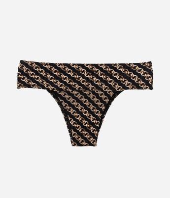 Biquíni Calcinha Pala Larga em Microfibra Estampada de Correntes