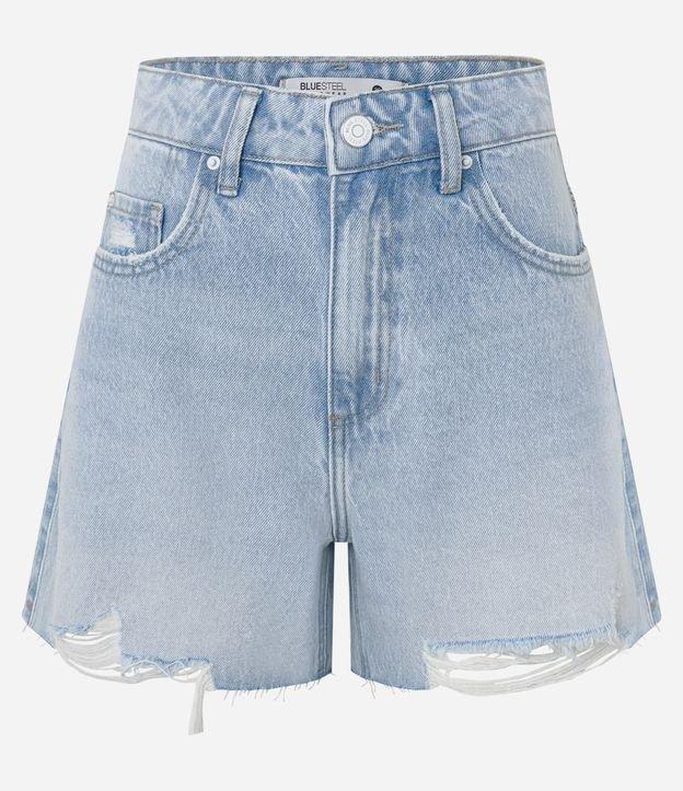 Short Midi Jeans com Puídos na Barra - 1