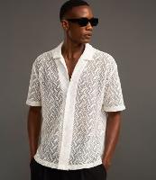 Camisa Boxy em Renda com Gola Bowling Texturizada - 2