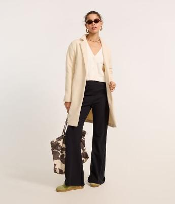 Calça Flare em Algodão com Elástico no Cós