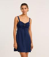 Vestido Curto em Viscose com Franzido e Vazado no Busto - 1