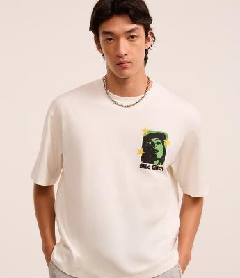 Camiseta Boxy em Malhão com Estampa Billie Eilish