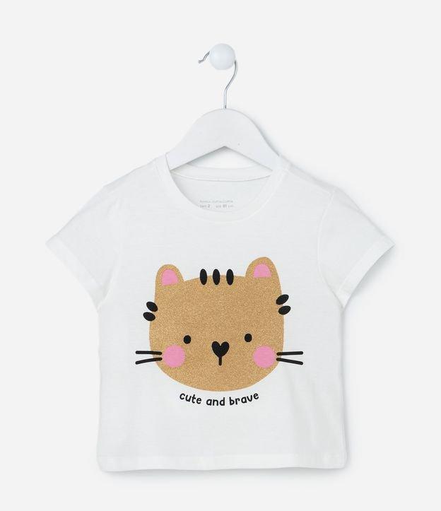 Blusa Infantil com Estampa Gatinho com Glitter - Tam 1 a 6 Anos - 1