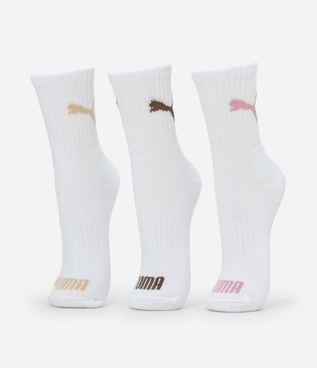 Kit 03 Meias Cano Médio Esportivas em Algodão Puma - 1