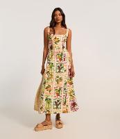 Vestido Longo em Tricoline com Estampa Tropical - 2