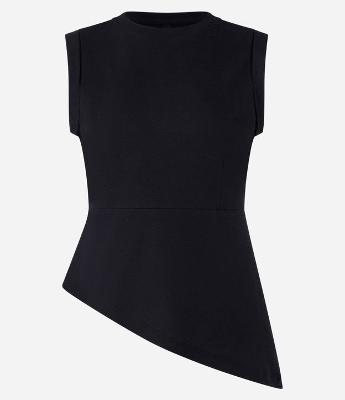 Blusa sem Manga em Algodão com Barra Assimétrica