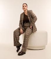 Calça Reta Alfaiataria Xadrez com Cinto Curve & Plus Size - 1