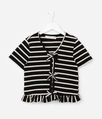 Blusa Infantil com Babadinhos e Lacinhos - Tam 5 a 14  Anos