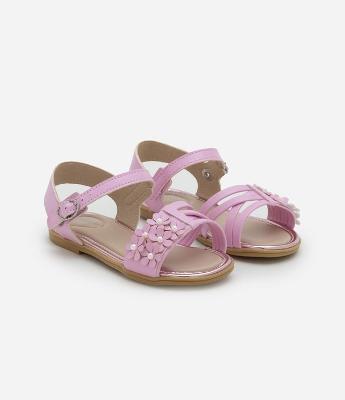 Sandália Infantil com Tiras e Florzinhas - Tam 20 ao 25