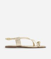 Rasteira Metalizada com Tiras em X e Coração Orgânico - 1