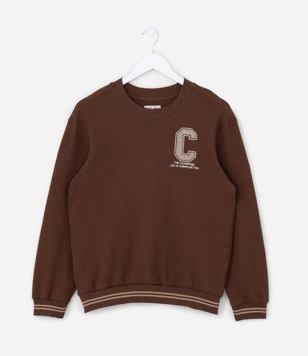 Moletom Texturizado e Quentinho com Detalhe nos Punhos e Barra - Tam 5 a 14 anos - 1