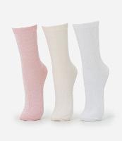 Kit 03 Meias Cano Médio em Algodão com Textura de Corações - 1