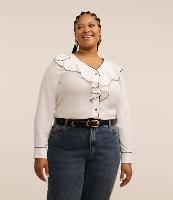 Camisa em Crepe com Gola em Babado Jabô Curve & Plus Size - 1