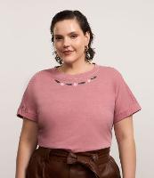 Camiseta em Algodão com Bordado Floral Curve & Plus Size - 1