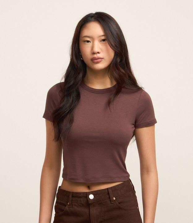Blusa Cropped Básica em Ribana com Manga Curta - 2