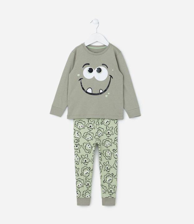 Pijama Longo Infantil Estampado de Monstrinho - Tam 1 a 6 anos - 1