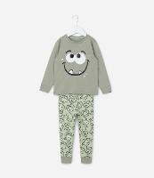 Pijama Longo Infantil Estampado de Monstrinho - Tam 1 a 6 anos - 1