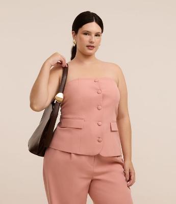 Blusa Alfaiatada sem Alças Curve & Plus Size