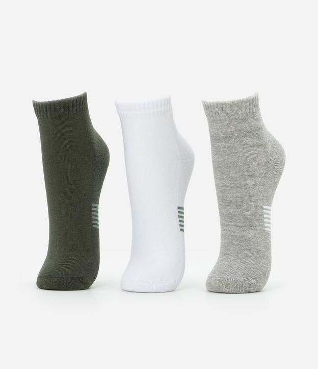 Kit 03 Meias Cano Baixo Esportivas em Algodão com Listras na Sola - 1