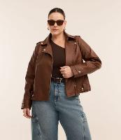 Jaqueta em PU com Botões e Zíper Curve & Plus Size - 1