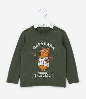 Camiseta Infantil em Algodão com Estampa Capivara Tenista - Tam 1 a 6 anos - 1