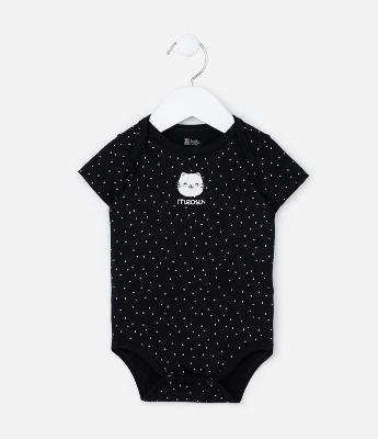 Body Infantil com Estampa Gatinha em Poá - Tam 0 a 24 meses
