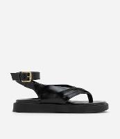 Sandália Rasteira com Detalhes Enrugados no Cabedal - 1