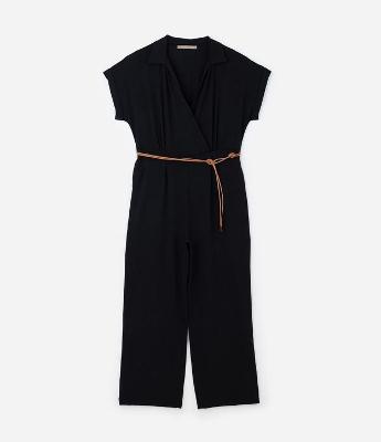 Macacão Crepe Airflow e Cinto de Amarração Curve & Plus Size