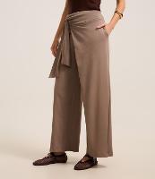 Calça Reta em Algodão com Transpasse e Amarração - 1